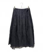 BLAMINKブラミンク）の古着「フラワースカラップゴヤードスカート」｜ブラック