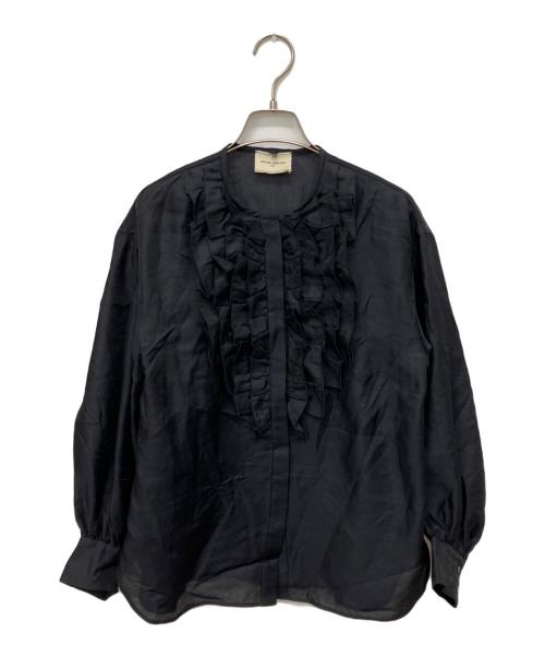 UNITED ARROWS（ユナイテッドアローズ）UNITED ARROWS (ユナイテッドアローズ) オーガンジー フリル＆ボウタイ ブラウス ブラック サイズ:Freeの古着・服飾アイテム