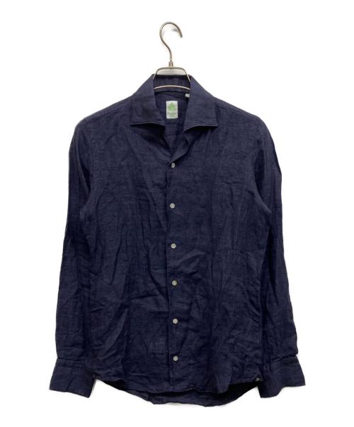 finamore（フィナモレ）Finamore (フィナモレ) リネンシャツ ネイビー サイズ:XSの古着・服飾アイテム
