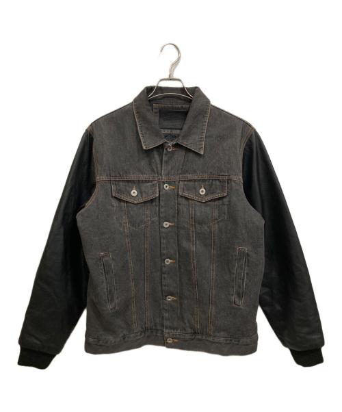 stussy（ステューシー）stussy (ステューシー) WORKGEAR レザー切替デニムジャケット ブラック サイズ:Lの古着・服飾アイテム