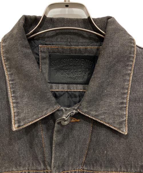 stussy（ステューシー）stussy (ステューシー) WORKGEAR レザー切替デニムジャケット ブラック サイズ:Lの古着・服飾アイテム