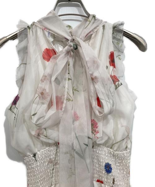 Snidel（スナイデル）Snidel (スナイデル) バックリボンシフォンワンピース ホワイトの古着・服飾アイテム