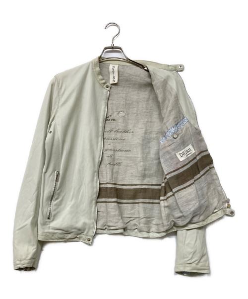 DELANCI（デランシー）DELANCI (デランシー) シープスキンレザーシングルライダースジャケット ライトグリーン サイズ:48の古着・服飾アイテム