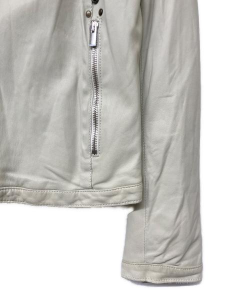 DELANCI（デランシー）DELANCI (デランシー) シープスキンレザーシングルライダースジャケット ライトグリーン サイズ:48の古着・服飾アイテム