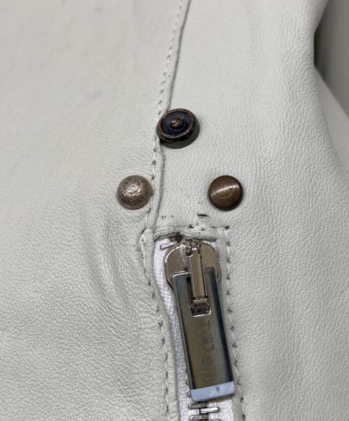 DELANCI（デランシー）DELANCI (デランシー) シープスキンレザーシングルライダースジャケット ライトグリーン サイズ:48の古着・服飾アイテム