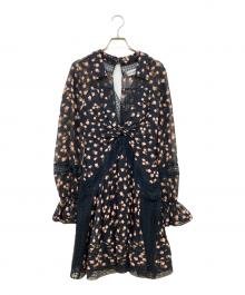 SELF PORTRAIT（セルフ ポートレイト）の古着「Twist Front Ditsy Dress」｜ブラック