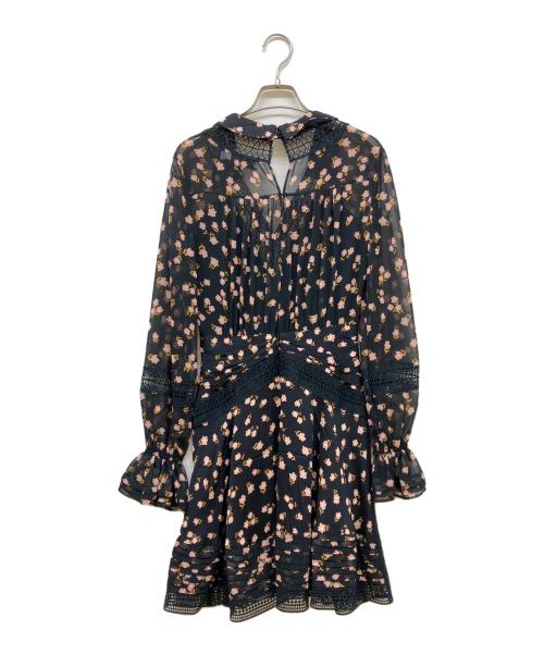 SELF PORTRAIT（セルフ ポートレイト）SELF PORTRAIT (セルフ ポートレイト) Twist Front Ditsy Dress ブラック サイズ:UK6の古着・服飾アイテム