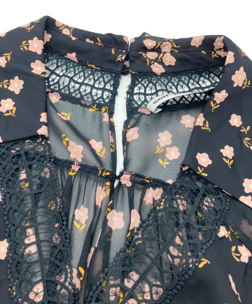 SELF PORTRAIT（セルフ ポートレイト）SELF PORTRAIT (セルフ ポートレイト) Twist Front Ditsy Dress ブラック サイズ:UK6の古着・服飾アイテム