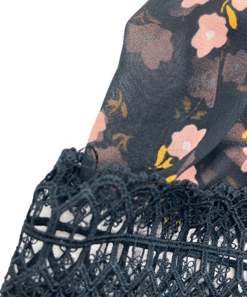 SELF PORTRAIT（セルフ ポートレイト）SELF PORTRAIT (セルフ ポートレイト) Twist Front Ditsy Dress ブラック サイズ:UK6の古着・服飾アイテム