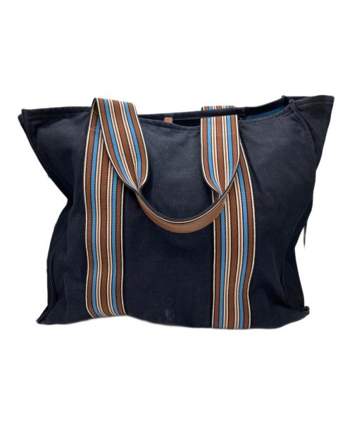 LORO PIANA（ロロピアーナ）LORO PIANA (ロロピアーナ) The Suitcase Stripe Linen & Cotton Tote ネイビーの古着・服飾アイテム