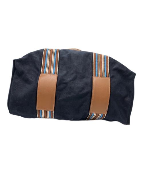 LORO PIANA（ロロピアーナ）LORO PIANA (ロロピアーナ) The Suitcase Stripe Linen & Cotton Tote ネイビーの古着・服飾アイテム