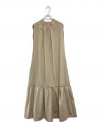 LANVIN en Bleuランバンオンブルー）の古着「ポプリンスタンドネックワンピース」｜ベージュ