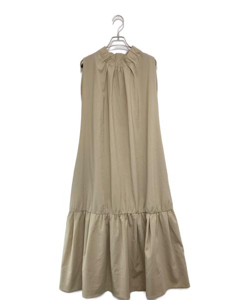 LANVIN en Bleu（ランバンオンブルー）LANVIN en Bleu (ランバンオンブルー) ポプリンスタンドネックワンピース ベージュ サイズ:36の古着・服飾アイテム