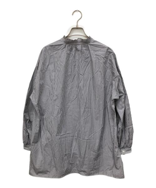 Spick and Span（スピック＆スパン）Spick and Span (スピック＆スパン) コットンストライプフリルカラーブラウス グレー サイズ:Freeの古着・服飾アイテム