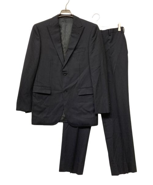 BURBERRY BLACK LABEL（バーバリーブラックレーベル）BURBERRY BLACK LABEL (バーバリーブラックレーベル) 2B シングルブレストストライプセットアップスーツ ブラック サイズ:38Rの古着・服飾アイテム