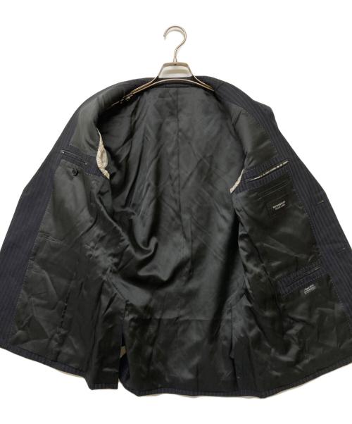 BURBERRY BLACK LABEL（バーバリーブラックレーベル）BURBERRY BLACK LABEL (バーバリーブラックレーベル) 2B シングルブレストストライプセットアップスーツ ブラック サイズ:38Rの古着・服飾アイテム