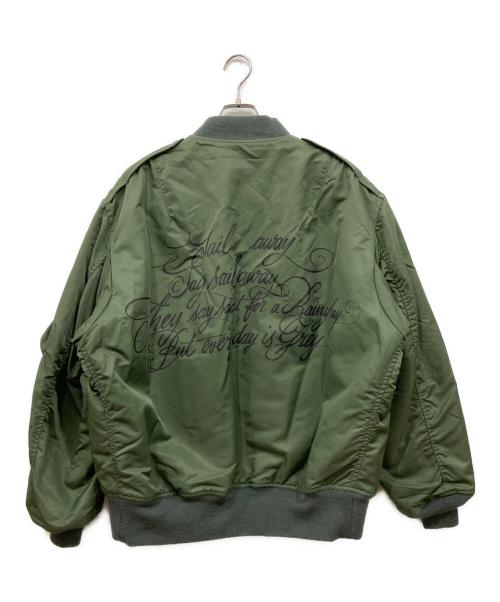 COMME des GARCONS JUNYA WATANABE MAN（コム デ ギャルソン ジュンヤ ワタナベ マン）COMME des GARCONS JUNYA WATANABE MAN (コム デ ギャルソン ジュンヤ ワタナベ マン) ナイロンツイルプリントフライトジャケット オリーブ サイズ:XSの古着・服飾アイテム