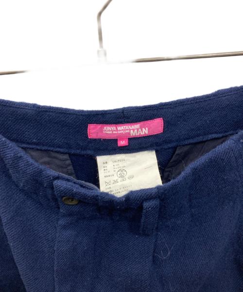 JUNYA WATANABE MAN PINK（ジュンヤワタナベマン ピンク）JUNYA WATANABE MAN PINK (ジュンヤワタナベマン ピンク) ウールワイドパンツ ネイビー サイズ:Mの古着・服飾アイテム