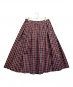 BLACK COMME des GARCONSブラックコムデギャルソン）の古着「タータンチェックボリュームフレアスカート」｜ネイビー