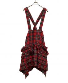 BLACK COMME des GARCONS（ブラックコムデギャルソン）の古着「タータンチェックサスペンダースカート」｜レッド