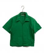 AURALEEオーラリー）の古着「HIGH DENSITY FINX LINEN WEATHER HALF SLEEVED SHIRT」｜グリーン