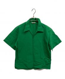 AURALEE（オーラリー）の古着「HIGH DENSITY FINX LINEN WEATHER HALF SLEEVED SHIRT」｜グリーン
