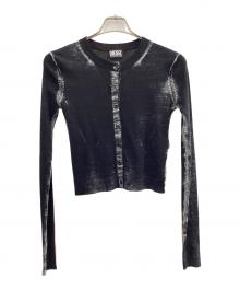 DIESEL（ディーゼル）の古着「リブニットカーディガン」｜ブラック