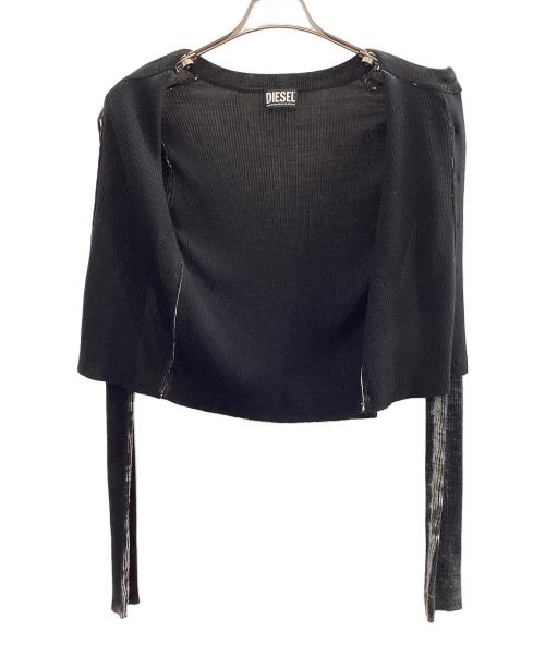 DIESEL（ディーゼル）DIESEL (ディーゼル) リブニットカーディガン ブラック サイズ:Mの古着・服飾アイテム