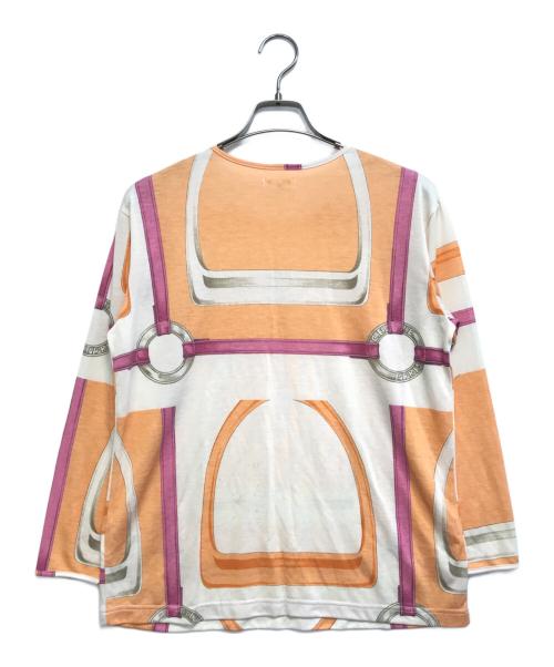 CELINE（セリーヌ）CELINE (セリーヌ) レーヨン総柄ロングカットソー オレンジ サイズ:Mの古着・服飾アイテム