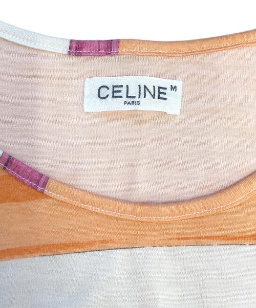 CELINE（セリーヌ）CELINE (セリーヌ) レーヨン総柄ロングカットソー オレンジ サイズ:Mの古着・服飾アイテム