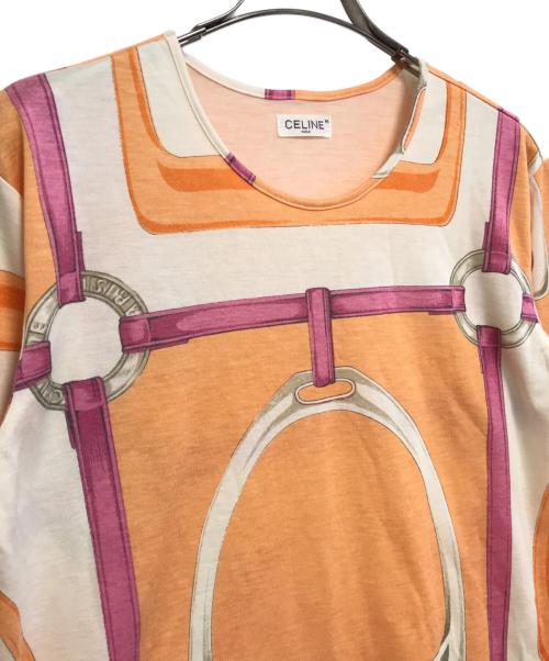 CELINE（セリーヌ）CELINE (セリーヌ) レーヨン総柄ロングカットソー オレンジ サイズ:Mの古着・服飾アイテム