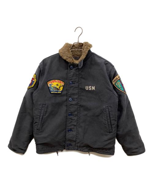 HOUSTON（ヒューストン）HOUSTON (ヒューストン) N-1デッキジャケット ブラック サイズ:38の古着・服飾アイテム