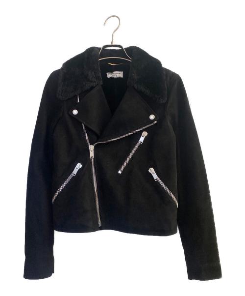 Saint Laurent Paris（サンローランパリ）Saint Laurent Paris (サンローランパリ) ゴートレザー×ムートンライダースジャケット ブラック サイズ:36の古着・服飾アイテム