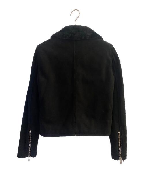 Saint Laurent Paris（サンローランパリ）Saint Laurent Paris (サンローランパリ) ゴートレザー×ムートンライダースジャケット ブラック サイズ:36の古着・服飾アイテム