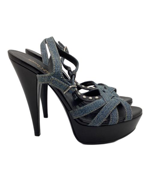 Saint Laurent Paris（サンローランパリ）Saint Laurent Paris (サンローランパリ) スタッズデニムサンダル ブラック サイズ:37の古着・服飾アイテム