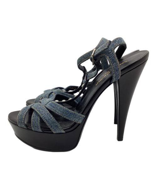 Saint Laurent Paris（サンローランパリ）Saint Laurent Paris (サンローランパリ) スタッズデニムサンダル ブラック サイズ:37の古着・服飾アイテム