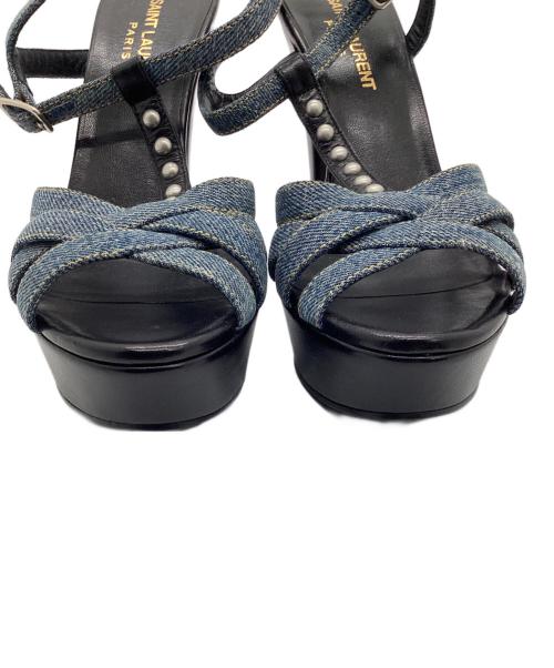 Saint Laurent Paris（サンローランパリ）Saint Laurent Paris (サンローランパリ) スタッズデニムサンダル ブラック サイズ:37の古着・服飾アイテム