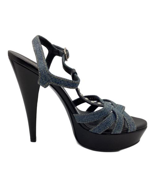 Saint Laurent Paris（サンローランパリ）Saint Laurent Paris (サンローランパリ) スタッズデニムサンダル ブラック サイズ:37の古着・服飾アイテム