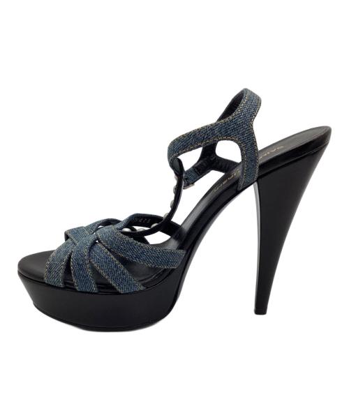 Saint Laurent Paris（サンローランパリ）Saint Laurent Paris (サンローランパリ) スタッズデニムサンダル ブラック サイズ:37の古着・服飾アイテム