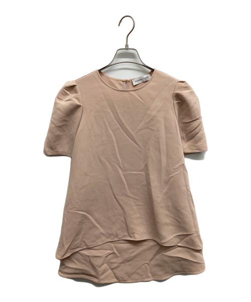 Aveniretoile（アベニールエトワール）Aveniretoile (アベニールエトワール) ダブルクロスタックスリーブフレアブラウス ピンクベージュ サイズ:36の古着・服飾アイテム