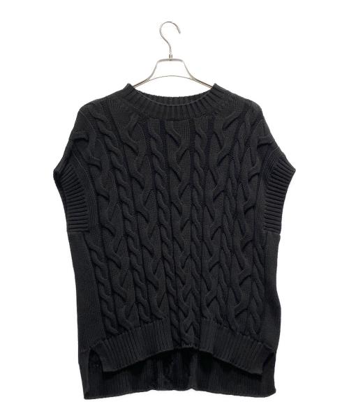 'S Max Mara（エスマックスマーラ）'S Max Mara (エスマックスマーラ) ケーブルニットベスト ブラック サイズ:Lの古着・服飾アイテム