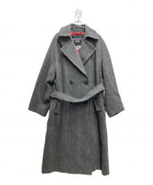 WEEKEND Max Mara×Harris Tweed（ウィークエンド マックスマーラ×ハリスツイード）の古着「コラボツイードヘリンボーン編みダブルコート」｜グレー