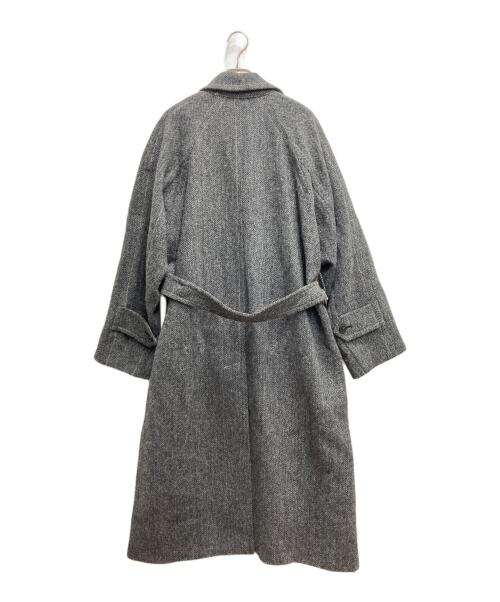 WEEKEND Max Mara（ウィークエンド マックスマーラ）WEEKEND Max Mara (ウィークエンド マックスマーラ) Harris Tweed (ハリスツイード) コラボツイードヘリンボーン編みダブルコート グレー サイズ:Mの古着・服飾アイテム