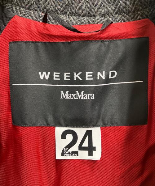WEEKEND Max Mara（ウィークエンド マックスマーラ）WEEKEND Max Mara (ウィークエンド マックスマーラ) Harris Tweed (ハリスツイード) コラボツイードヘリンボーン編みダブルコート グレー サイズ:Mの古着・服飾アイテム