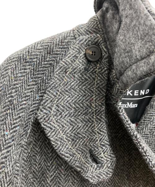 WEEKEND Max Mara（ウィークエンド マックスマーラ）WEEKEND Max Mara (ウィークエンド マックスマーラ) Harris Tweed (ハリスツイード) コラボツイードヘリンボーン編みダブルコート グレー サイズ:Mの古着・服飾アイテム
