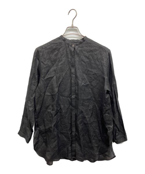 UNITED ARROWS TOKYO（ユナイテッドアローズトウキョウ）UNITED ARROWS TOKYO (ユナイテッドアローズトウキョウ) ラミー バンドカラー シャツ ブラック サイズ:38の古着・服飾アイテム