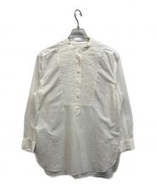 UNITED ARROWS（ユナイテッドアローズ）の古着「ピンタックバンドカラーロングシャツ」｜ホワイト