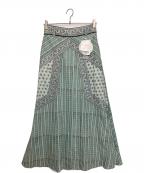 pheetaフィータ）の古着「ブロックプリントロングスカート」｜ブルー