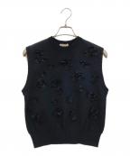 UNITED ARROWSユナイテッドアローズ）の古着「3D フラワーモチーフ ノースリーブ ニットベスト」｜ブラック