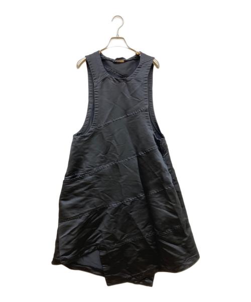 BLACK COMME des GARCONS（ブラックコムデギャルソン）BLACK COMME des GARCONS (ブラックコムデギャルソン) ポリ縮絨ノースリーブワンピース ブラック サイズ:XSの古着・服飾アイテム